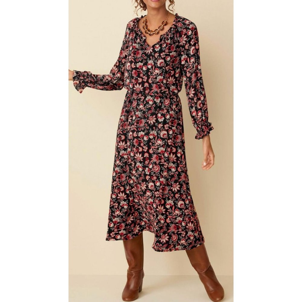 Talbots Midi Dress S Small Autumn Garden Stretch Career Church NEW NWT $149